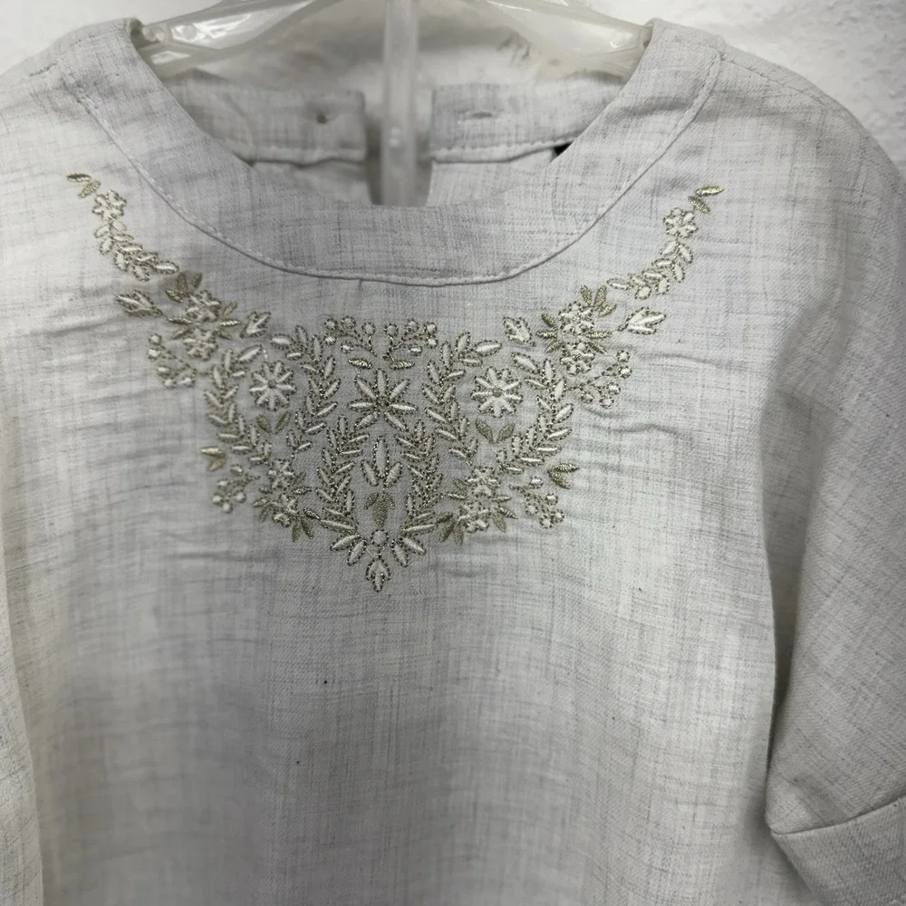 Cynthia Rowy Pant‎ Suit Toddle 2T Dressy Leggins And Linen Look Top Embrodery - Picture 3 of 5